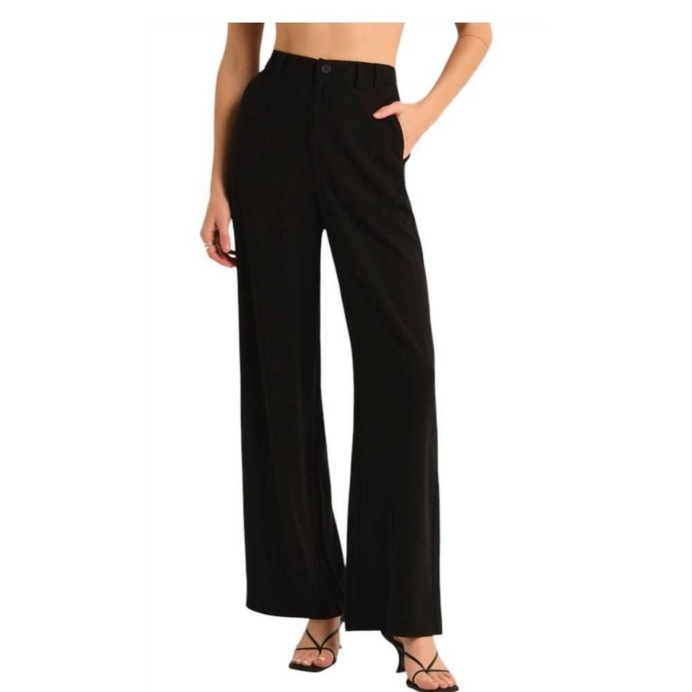 Z SUPPLY/NWT-Linen Blend Black Women's Wide-Leg Pants
